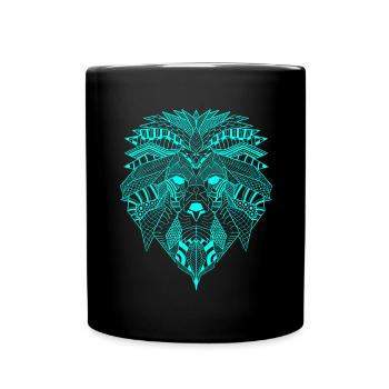 Yoga méditation et mandala spirituel Lion zen - Mug uni - noir - Devant