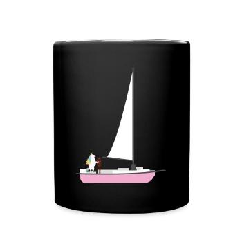 Einhorn Segeln Segelboot Angeln Fabeltier Natur - Tasse einfarbig - Schwarz - Vorne