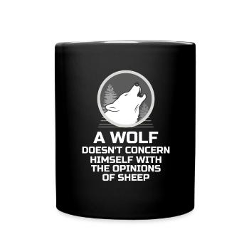 Wolf - Kümmert sich nicht um die Meinung der schaf - Tasse einfarbig - Schwarz - Vorne