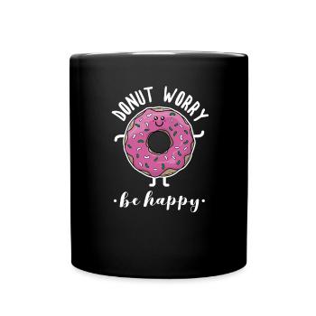 Donut Worry Soyez heureux Amant Mignon Baking - Mug uni - noir - Devant