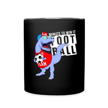Fußball T-Rex Dinosaurier - Tasse einfarbig - Schwarz - Vorne