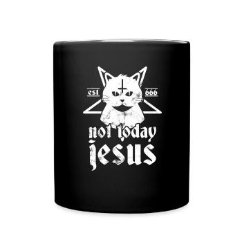 Pas aujourd'hui Jésus Satanic Cat Rock Cadeau de Concert Goth - Mug uni - noir - Devant