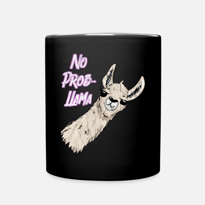 No Prob LLama rosa Vintage Trendy Lama - Tasse einfarbig - Schwarz