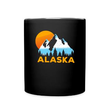 Alaska Eis Berge Schnee Retro - Tasse einfarbig - Schwarz - Vorne