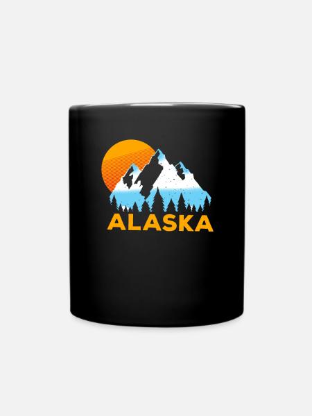 Alaska Ice Mountains Snow Retro - Full Colour Mug - black