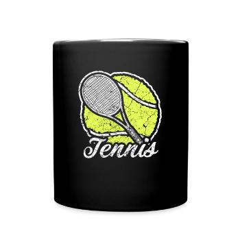 Raquette de tennis avec balle de tennis - Mug uni - noir - Devant