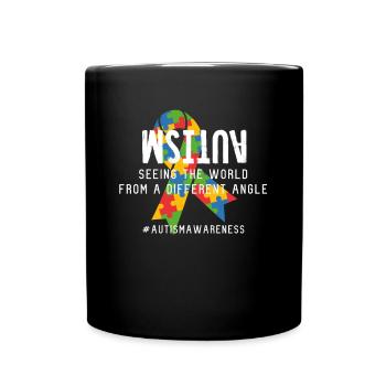 Autismus Schleife Autism Awareness Geschenk - Tasse einfarbig - Schwarz - Vorne