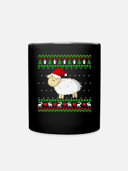 Cadeau de Noël moche de veau doux mouton de Noël - Mug uni - noir