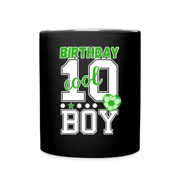 10. Geburtstag Nummer 10 Fußball Junge - Tasse einfarbig - Schwarz - Vorne