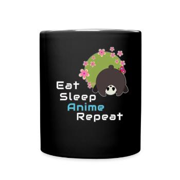 Anime Panda Lover Eat Sleep Anime Repeat - Mug uni - noir - Devant