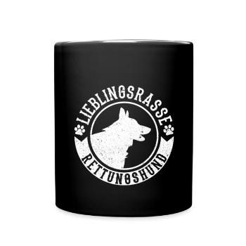 Lieblingsrasse Rettungshund - Tasse einfarbig - Schwarz - Vorne