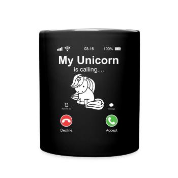 Unicorn fait appel à un cadeau arc-en-ciel - Mug uni - noir - Devant
