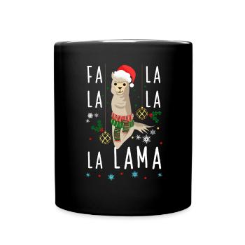Falalala Lama Christmas - Tasse einfarbig - Schwarz - Vorne