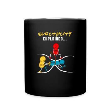 Ohm Volt Ampere Gift Electrician Electricity Funny - Full Colour Mug - black - Front
