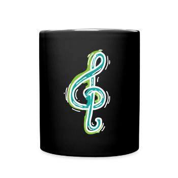 dearadh bronntanais nóta ceoil - Full Colour Mug - black - Front