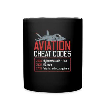 Luftfahrt Cheats Flugzeug Jet Geschenk fliegen - Tasse einfarbig - Schwarz - Vorne
