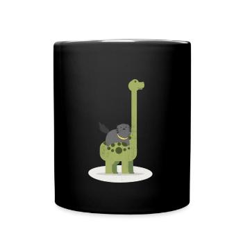 Dearadh Bronntanais Gleoite Katze und Dinosaurier - Tasse einfarbig - Schwarz - Vorne