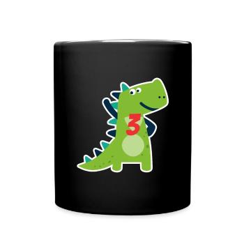 Geburtstag 3 Jähriges Kind Dinosaurier Geschenk - Tasse einfarbig - Schwarz - Vorne