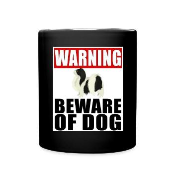 Warning Japanese Chin Beware Of Dog - Full Colour Mug - black - Front