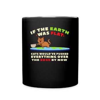 Funny cat flatearth - Full Colour Mug - black - Front