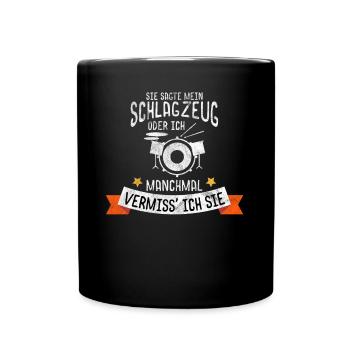 Schlagzeuger Frauenheld - Tasse einfarbig - Schwarz - Vorne