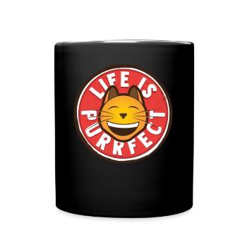 Thinking cat positively - Full Colour Mug - black - Front