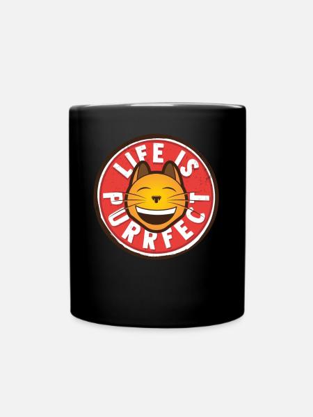 Katze Positiv denken - Tasse einfarbig - Schwarz