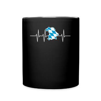 Bayern Herzschlag Geschenk Frequenz Bier stolz - Tasse einfarbig - Schwarz - Vorne
