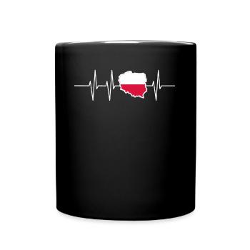 Drapeau de la Pologne cadeau Home battement de coeur Patriot - Mug uni - noir - Devant