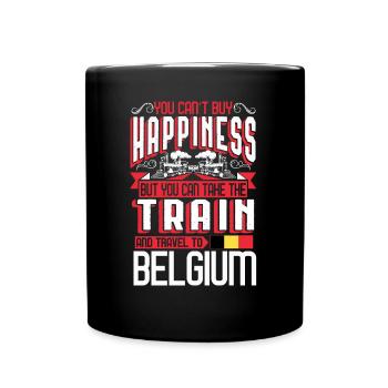 Zug nach Belgien Geschenk Urlaub Eisenbahn Heimat - Tasse einfarbig - Schwarz - Vorne