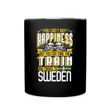 Zug nach Schweden Geschenk Urlaub Eisenbahn Ferien - Tasse einfarbig - Schwarz - Vorne