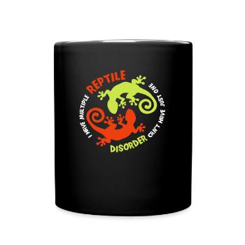 Ich liebe Reptilien Geschenk Bartagame Echsen - Tasse einfarbig - Schwarz - Vorne