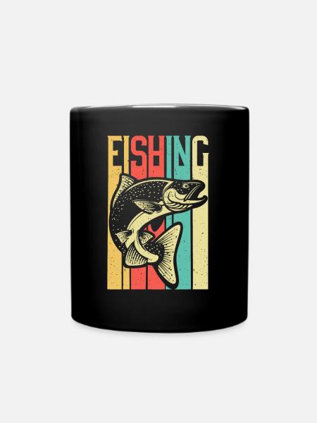 Angeln Geschenk Fische Flüsse Forelle retro - Tasse einfarbig - Schwarz