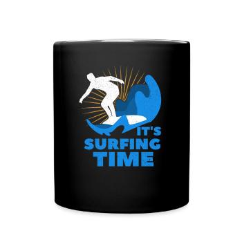 Surfen Wellenreiten - Tasse einfarbig - Schwarz - Vorne