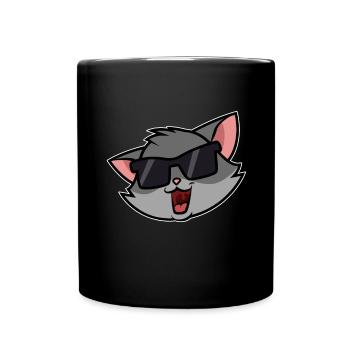 Katze Cool - Tasse einfarbig - Schwarz - Vorne