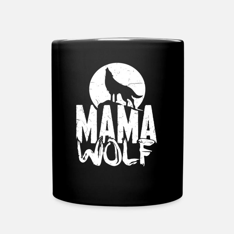 Mama Wolf Geschenk Familie Muttertag Kinder - Tasse einfarbig - Schwarz