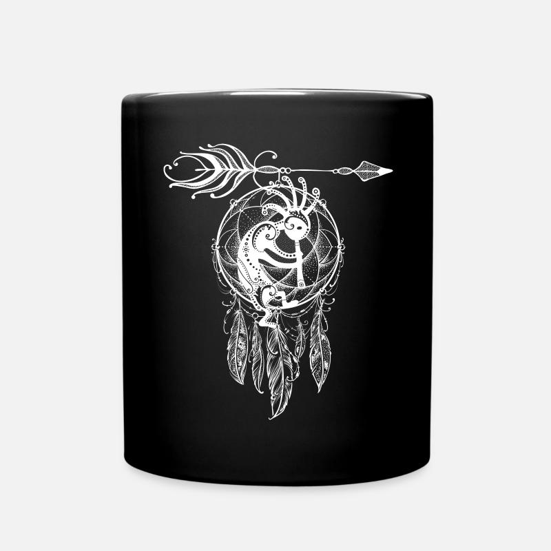 Native American Filigree Kokopelli Dreamcatcher 2 - Full Colour Mug - black