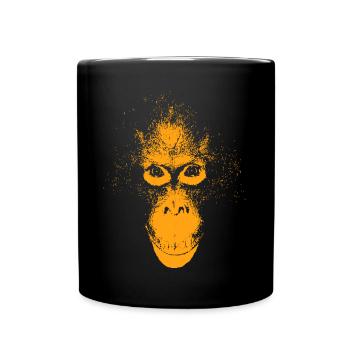 Orangutan face orange - Full Colour Mug - black - Front
