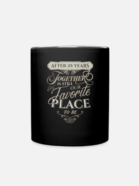 Silver Anniversary After 25 Years Together Is - Full Colour Mug - black