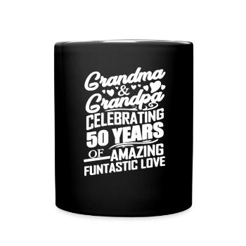 Gold Wedding Anniversary Grandma Grandpa - Full Colour Mug - black - Front