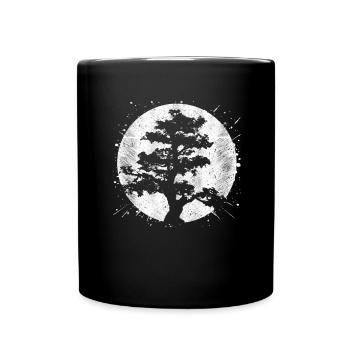 Meditativer japanischer Buddha-Baum - Tasse einfarbig - Schwarz - Vorne
