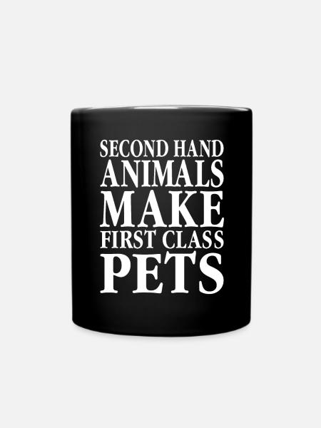 Animal Rescue Second Hand Animals Make First - Full Colour Mug - black