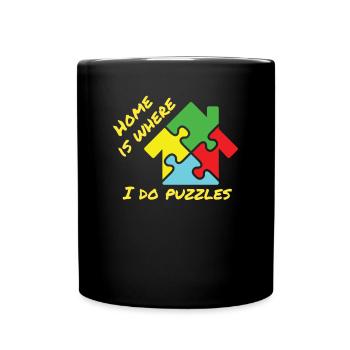 Puzzle Lover Home is Where I Do Puzzles - Full Colour Mug - black - Front