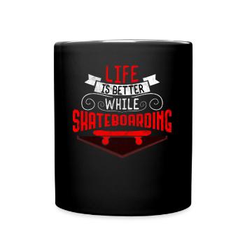Skateboard cool Skateboarding - Tasse einfarbig - Schwarz - Vorne