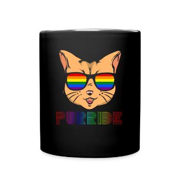 LGBT cat gift gay lesbian gay pride - Full Colour Mug - black - Front