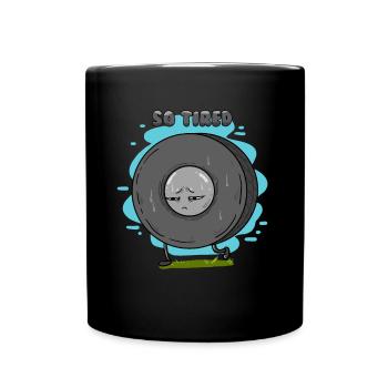 Tired Car Tire - So Tired Word Game - Full Colour Mug - black - Front