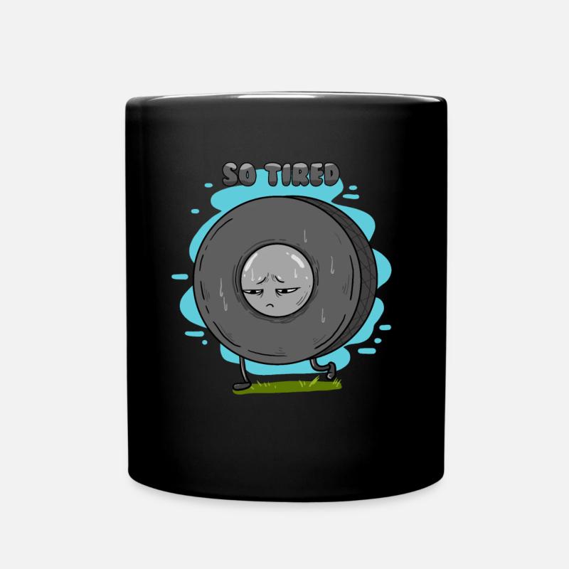 Müder Autoreifen - So Tired Wortspiel - Tasse einfarbig - Schwarz