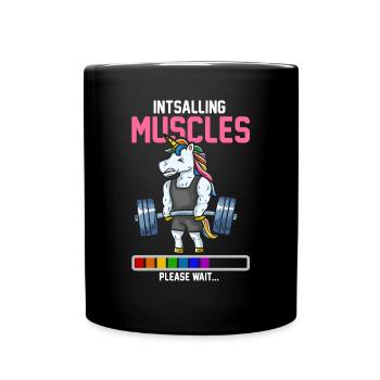 Musculation T-shirt haltérophilie Licorne - Mug uni - noir - Devant