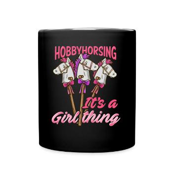 Hobby écoute t-shirt hobby cavalier poney - Mug uni - noir - Devant