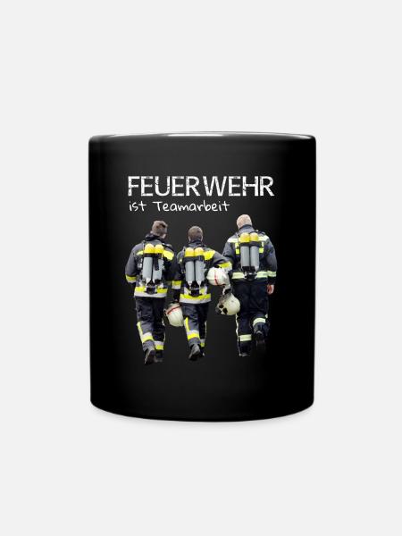 Feuerwehr ist Teamarbeit - Tasse einfarbig - Schwarz